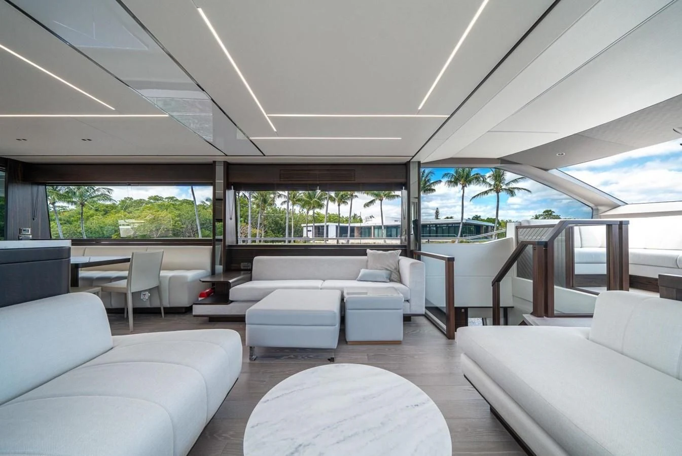 a large living room with a large window aboard 76 YACHT Yacht for Sale