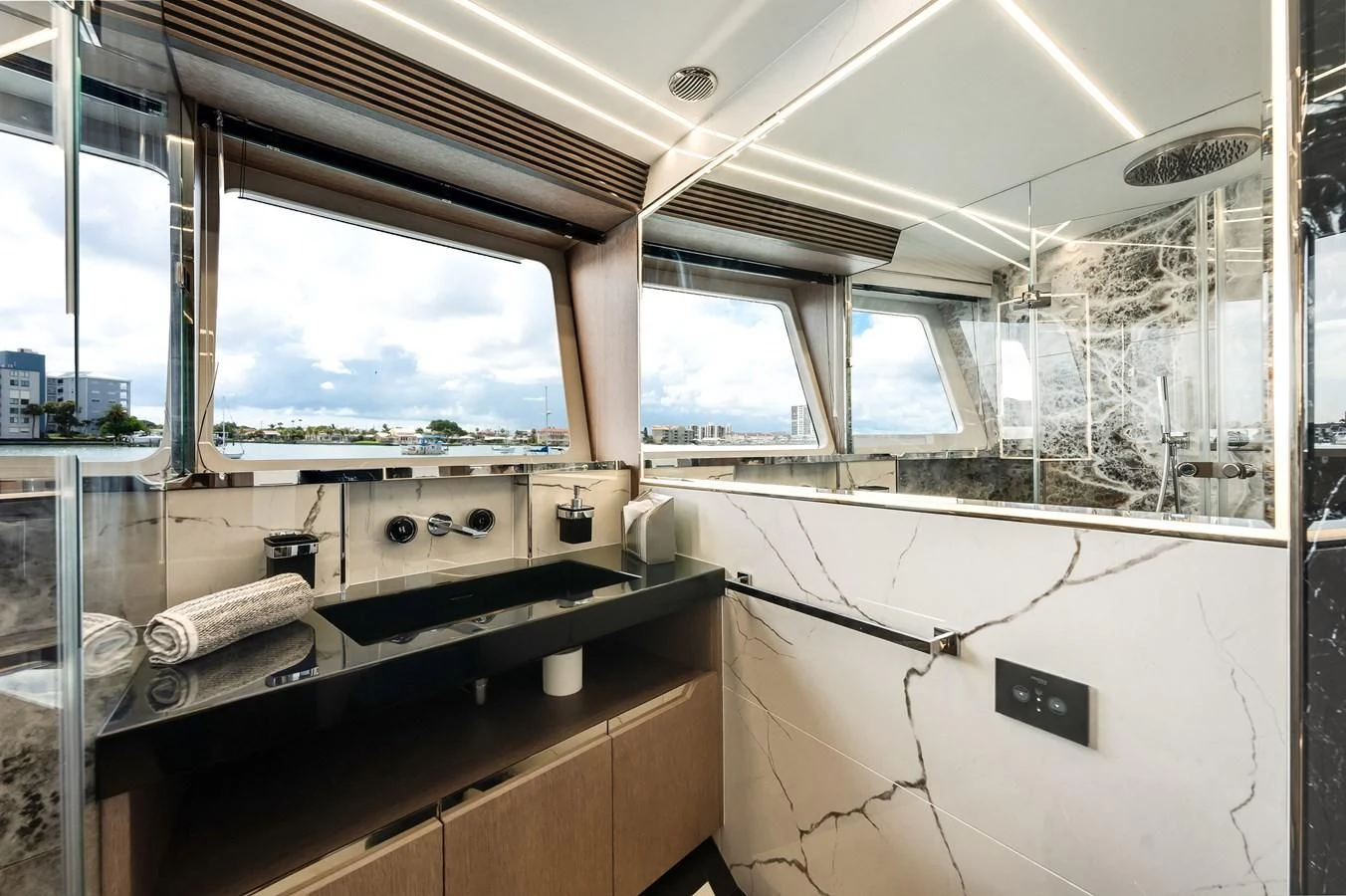 a room with a large window aboard 76 YACHT Yacht for Sale