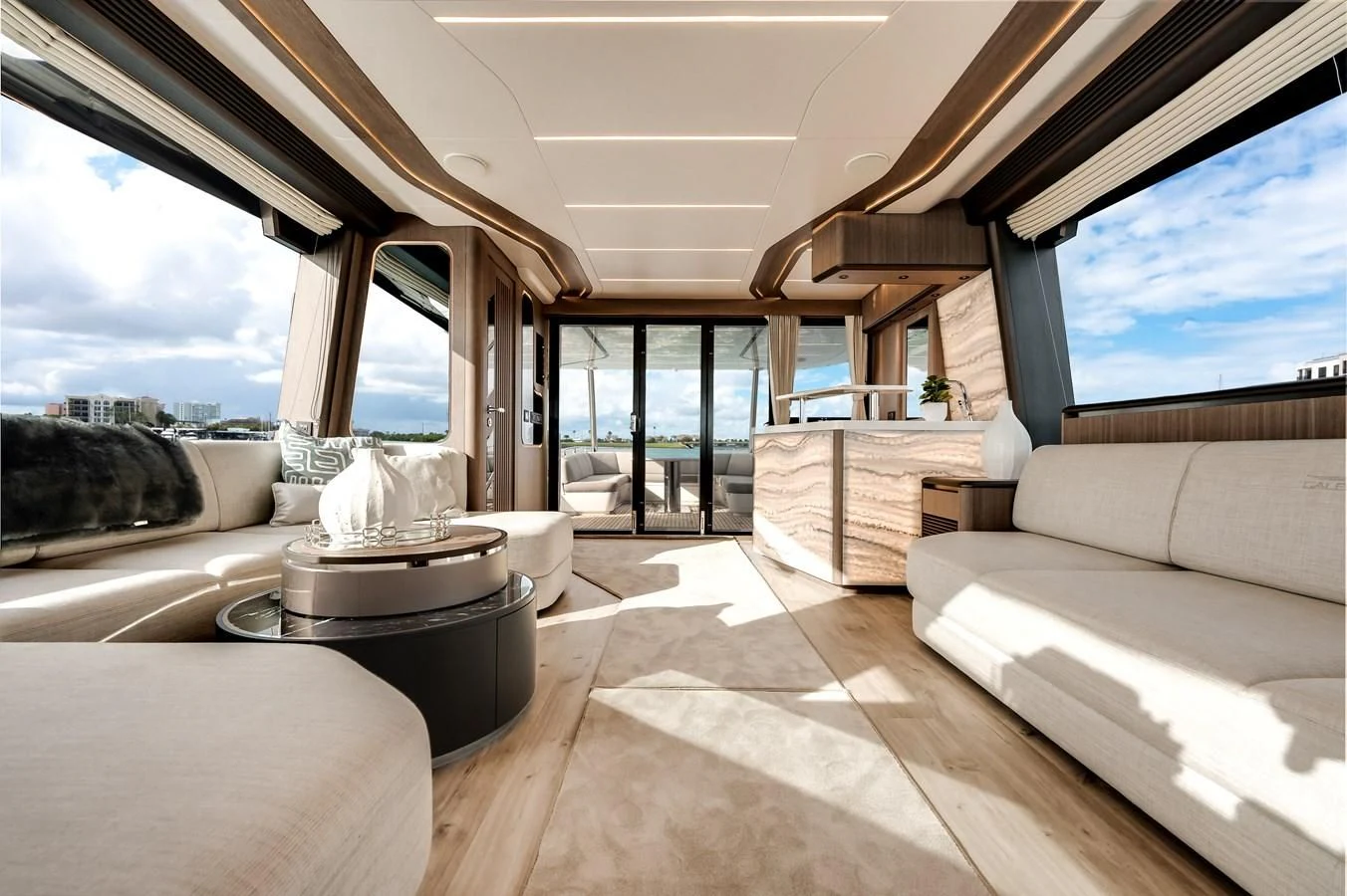 a room with a couch and a table aboard 76 YACHT Yacht for Sale
