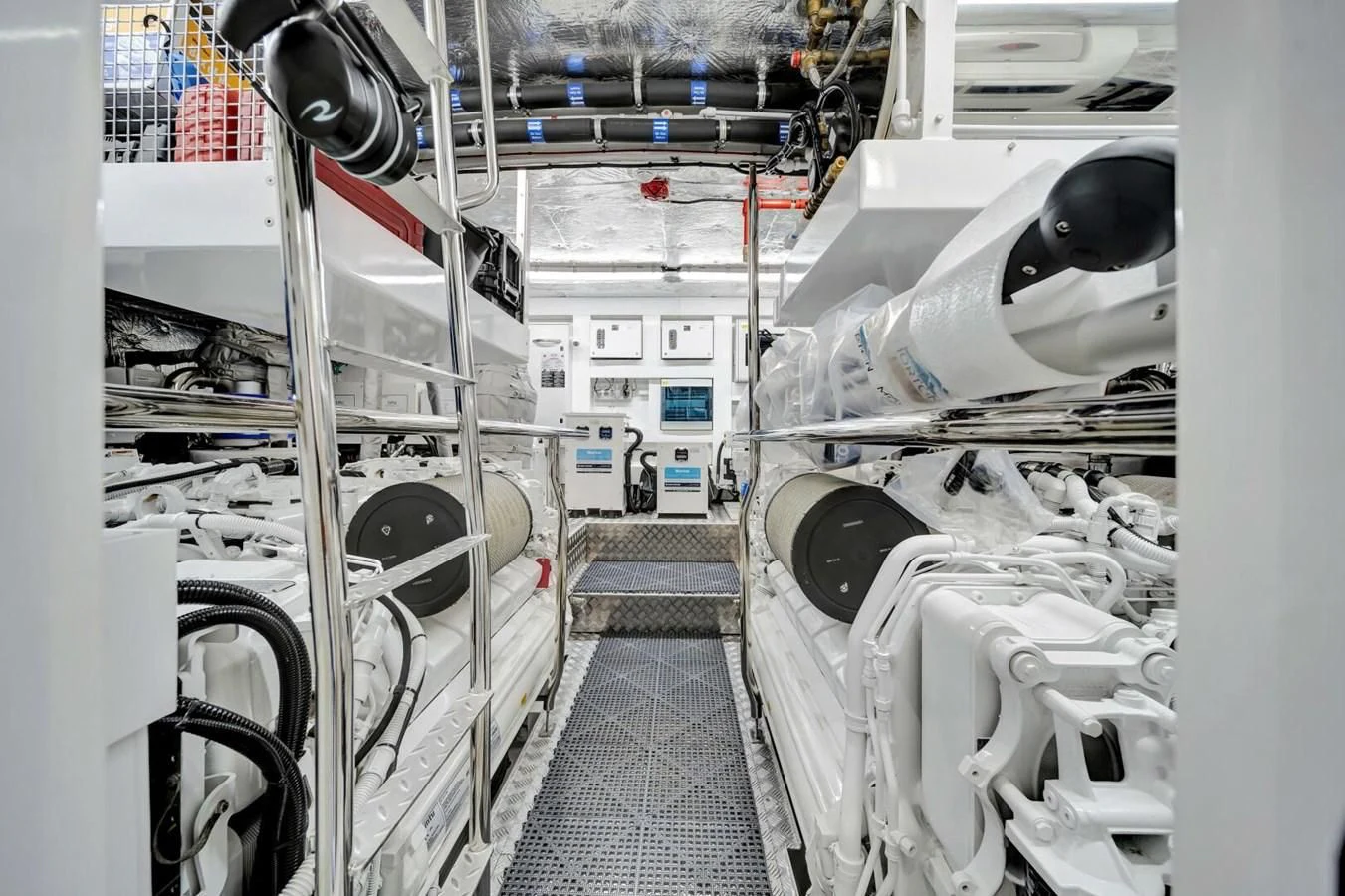 a room with white pipes aboard 76 YACHT Yacht for Sale