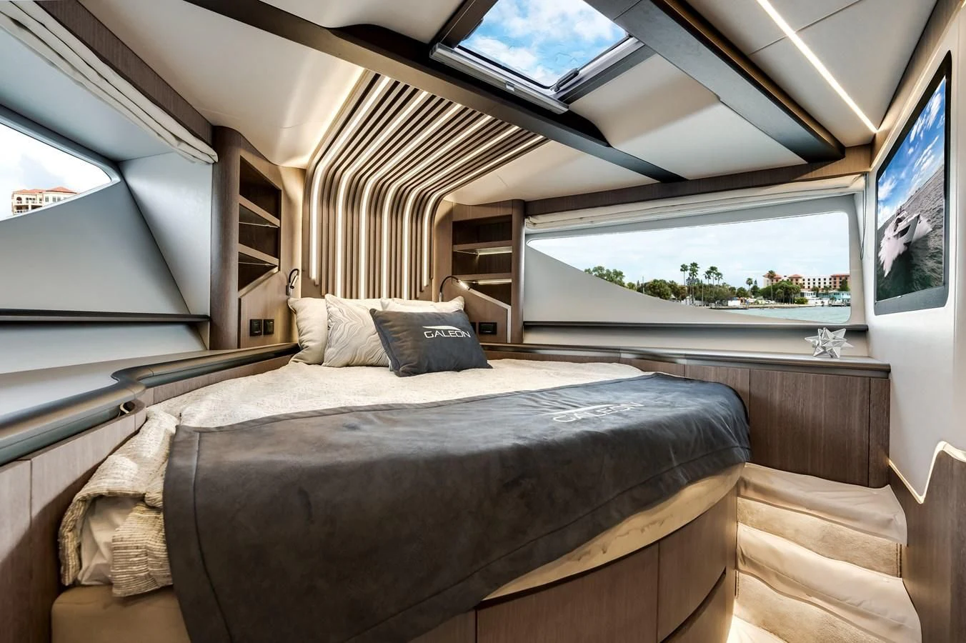a bed in a room aboard 76 YACHT Yacht for Sale