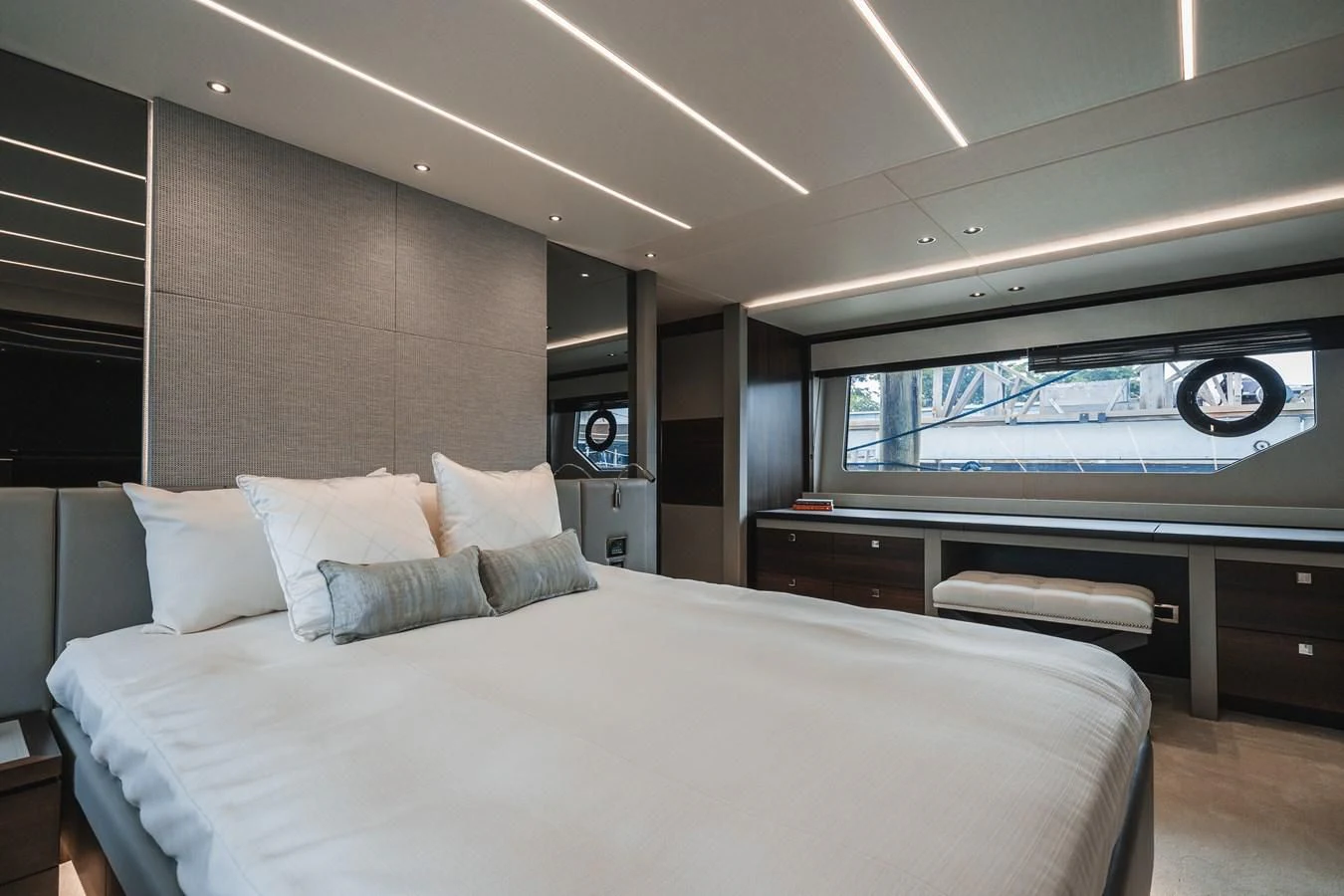 a large bed in a room aboard 76 YACHT Yacht for Sale