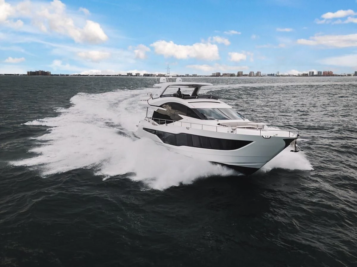 a boat splashing in the water aboard 76 YACHT Yacht for Sale