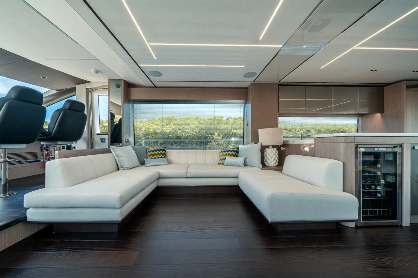 a living room with a couch and a table aboard 76 YACHT Yacht for Sale