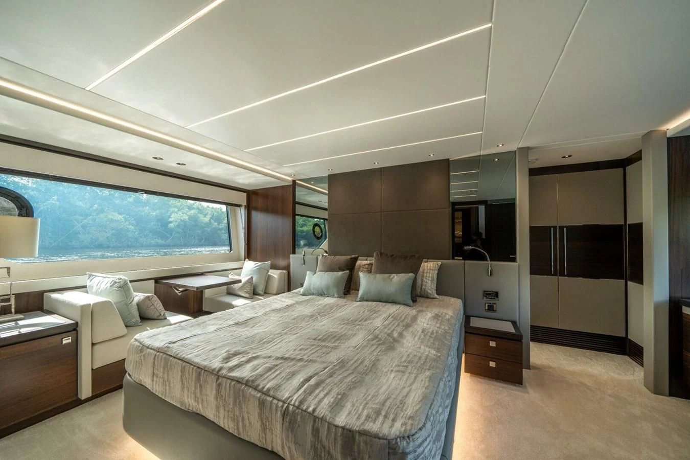 a large bedroom with a large bed aboard 76 YACHT Yacht for Sale
