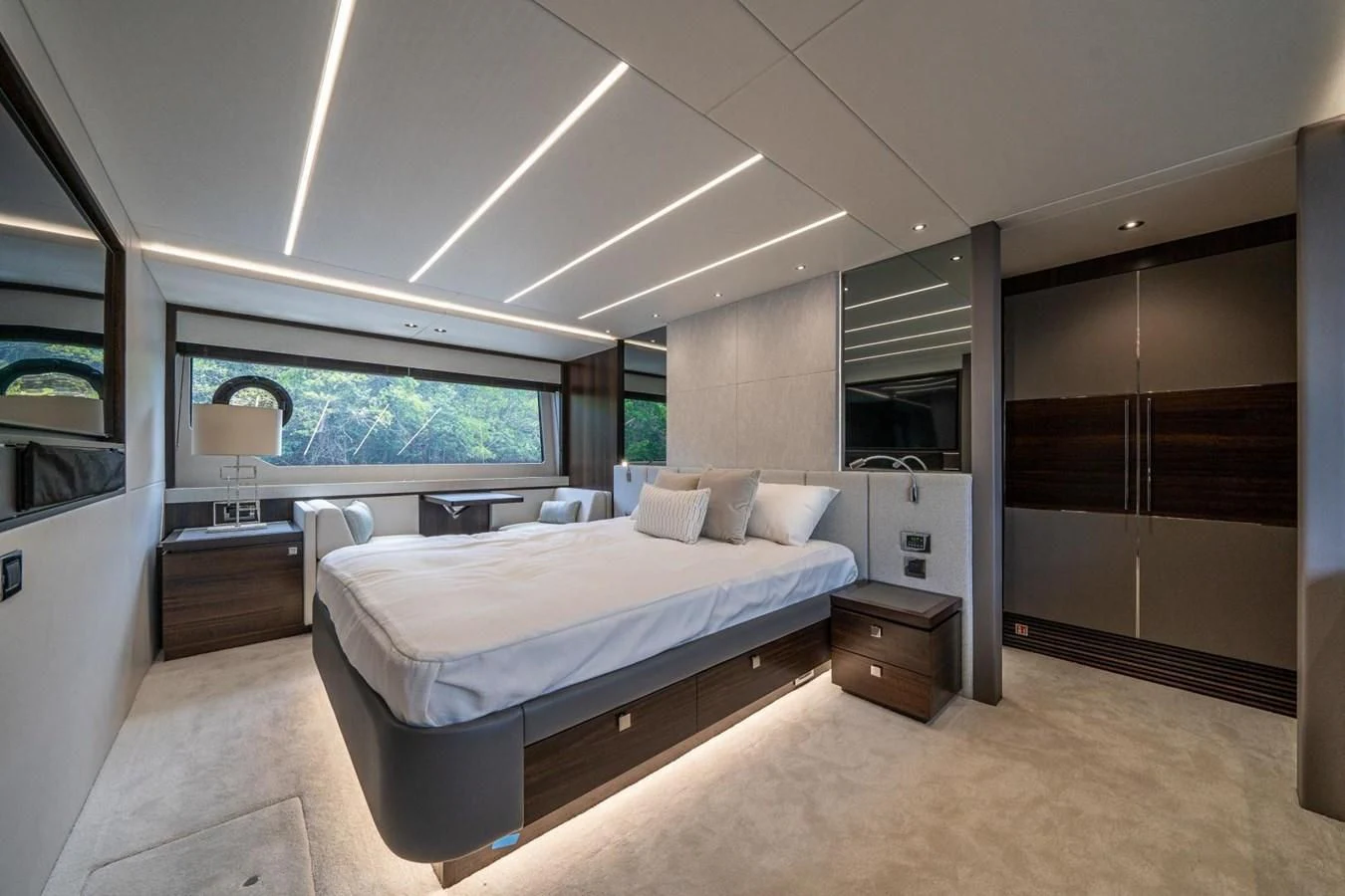 a large bedroom with a large bed aboard 76 YACHT Yacht for Sale