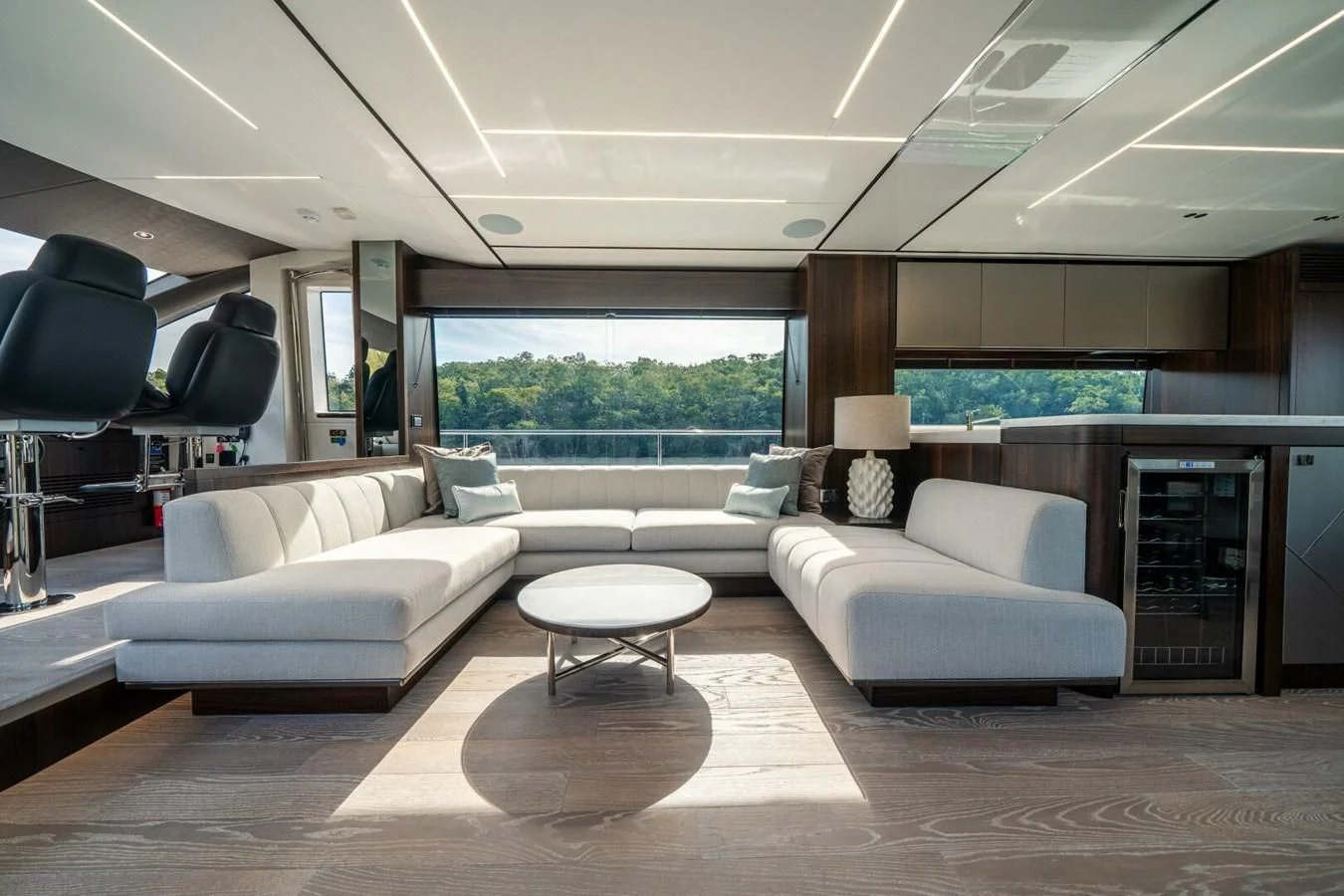 a living room with a couch and a table aboard 76 YACHT Yacht for Sale