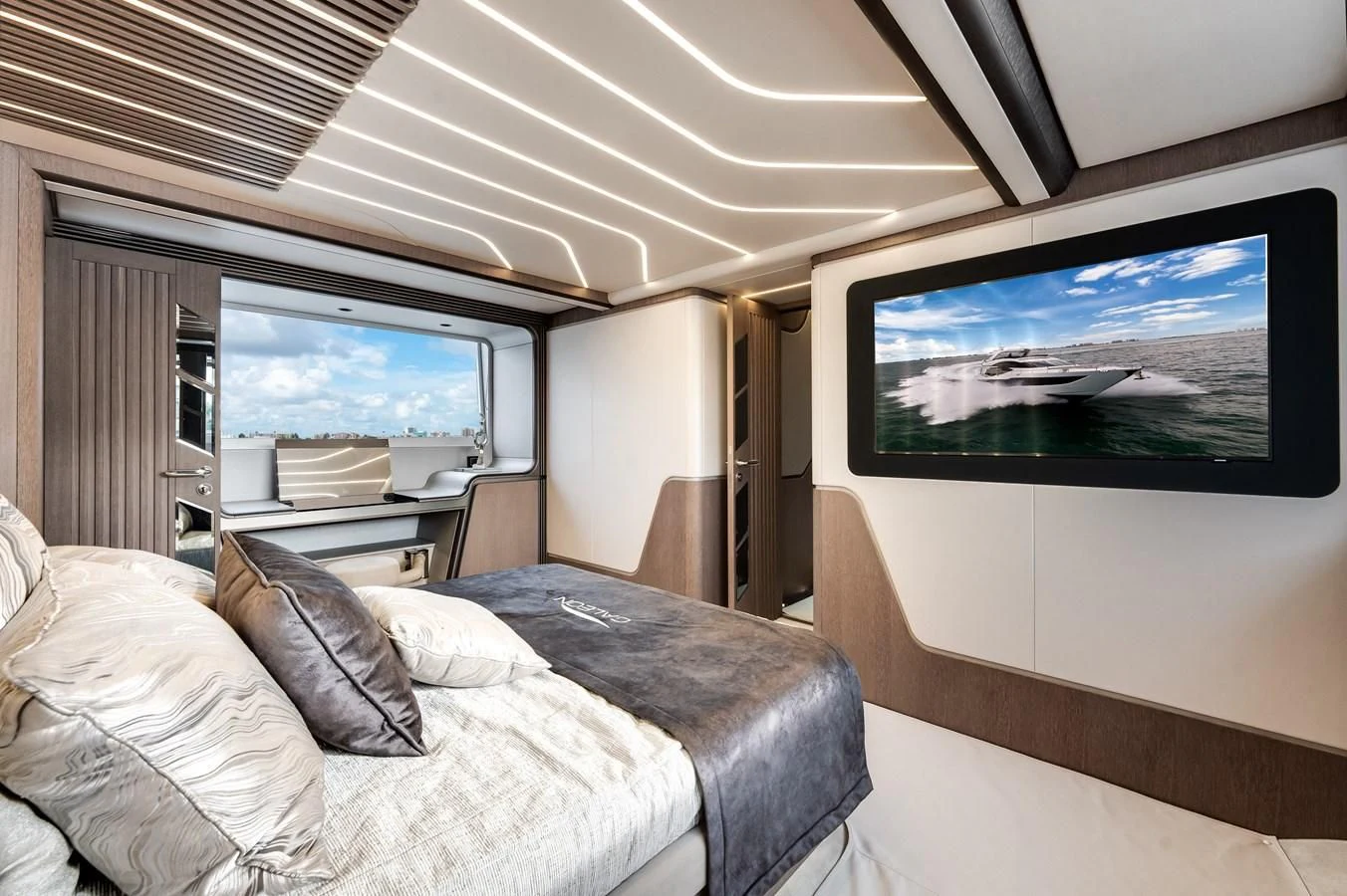 a bed in a room aboard 76 YACHT Yacht for Sale