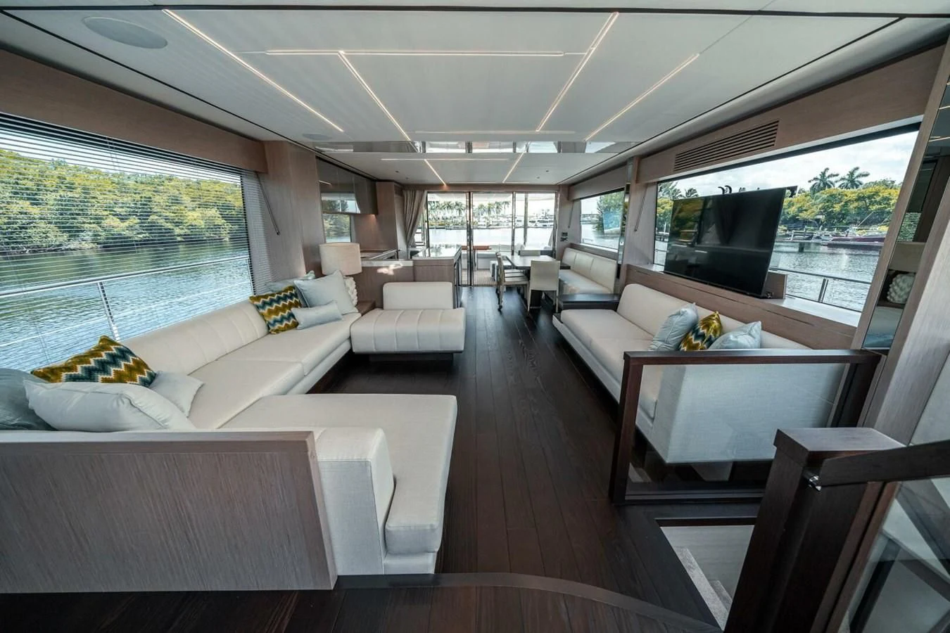 a living room with a large window aboard 76 YACHT Yacht for Sale