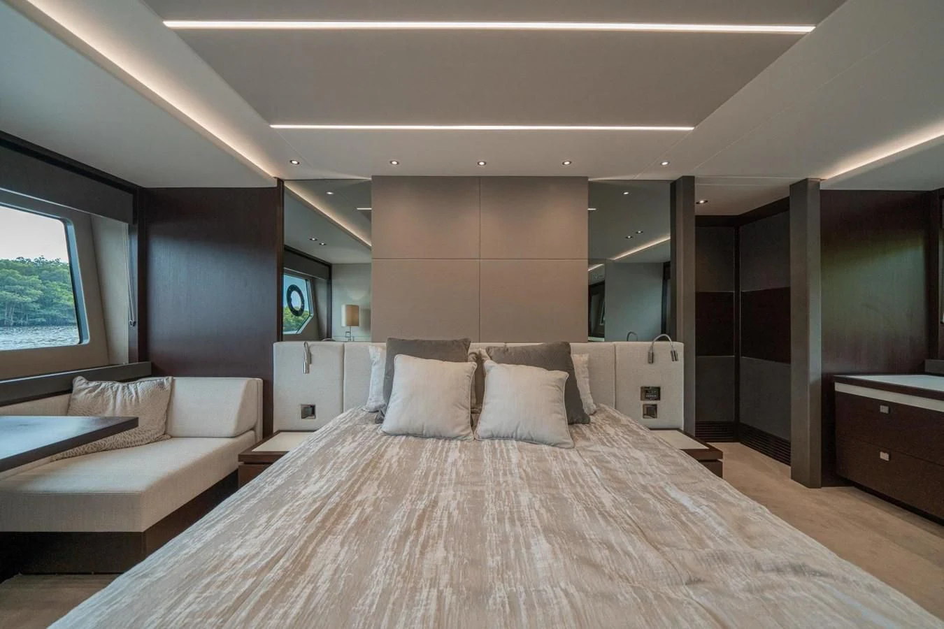 a large bed in a room aboard 76 YACHT Yacht for Sale