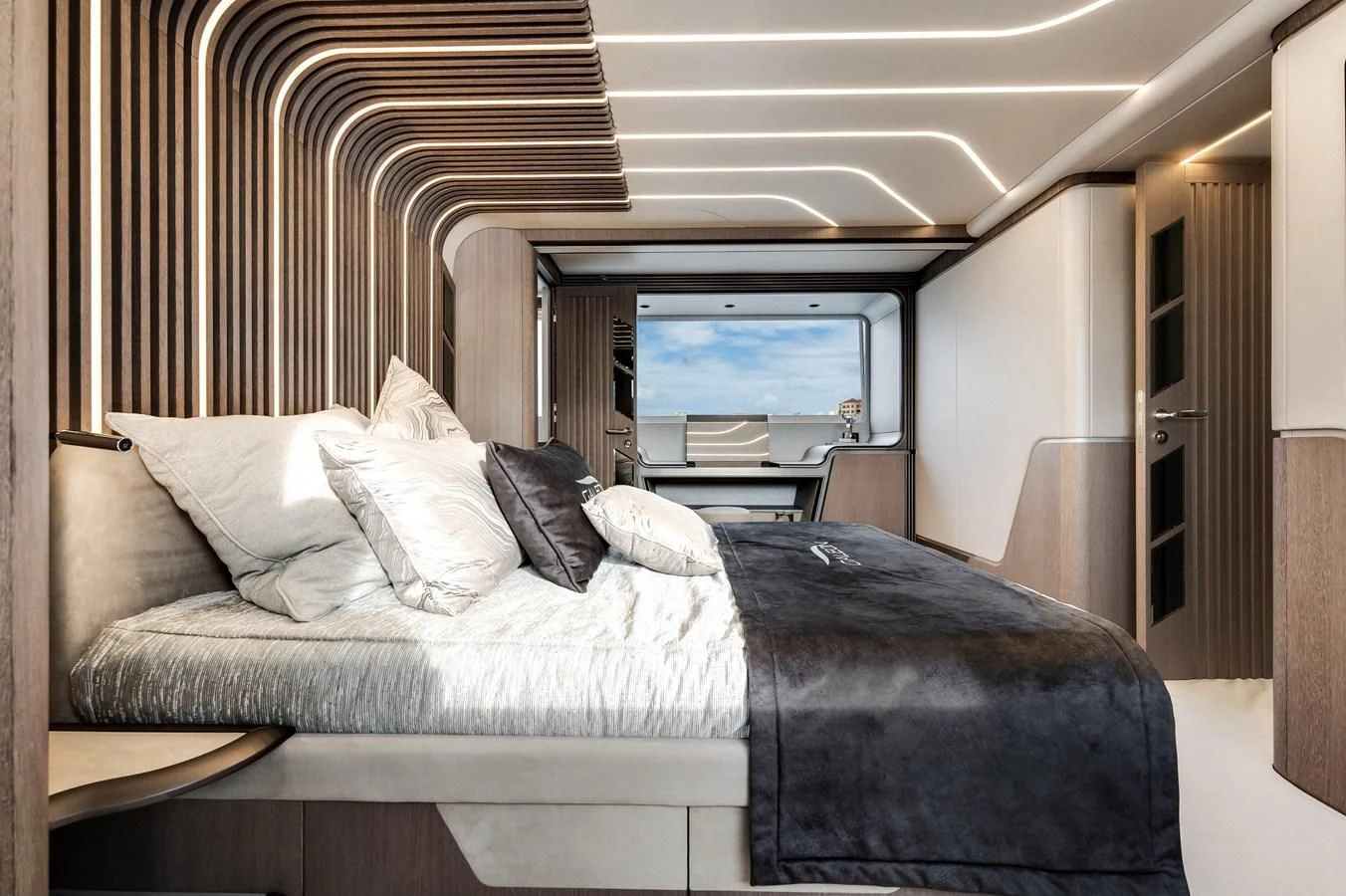 a bed in a room aboard 76 YACHT Yacht for Sale