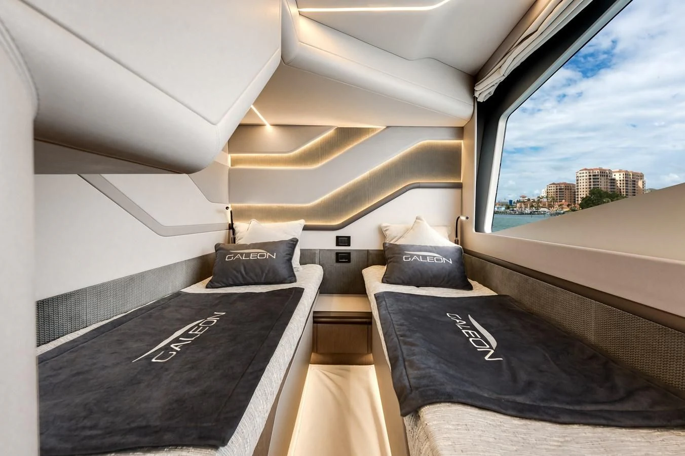 a room with two beds aboard 76 YACHT Yacht for Sale