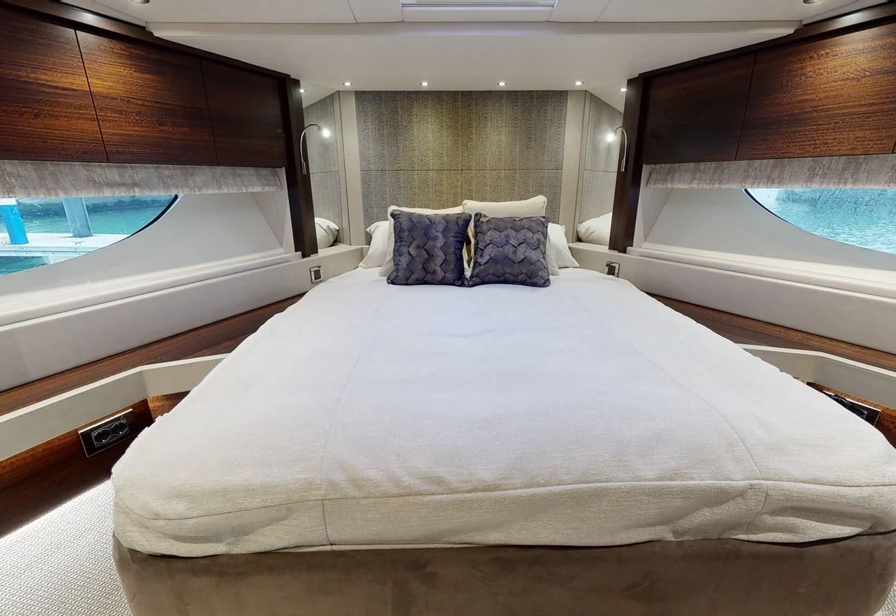 a bed with a white sheet aboard 76 YACHT Yacht for Sale
