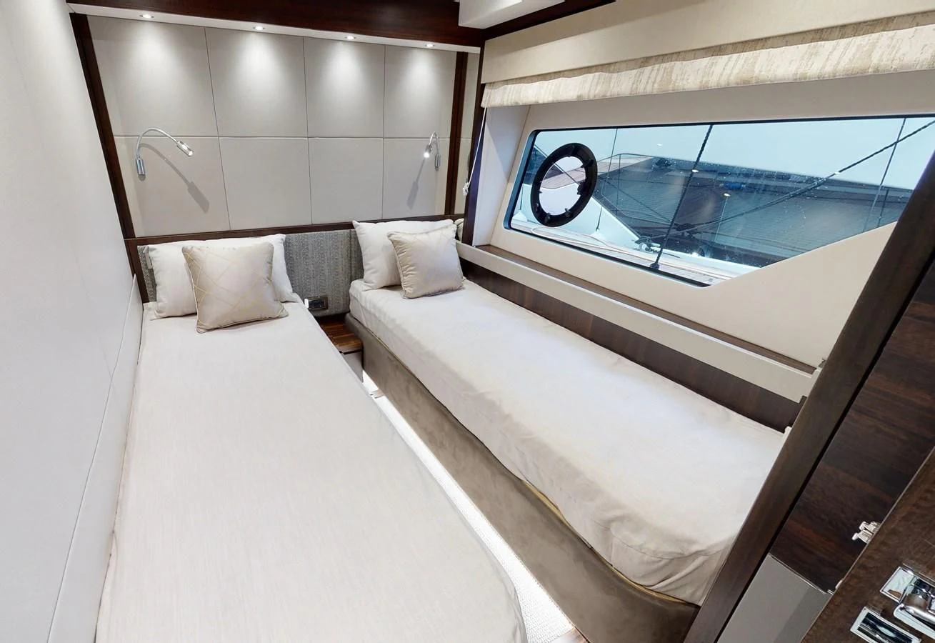 a bed with a white sheet aboard 76 YACHT Yacht for Sale