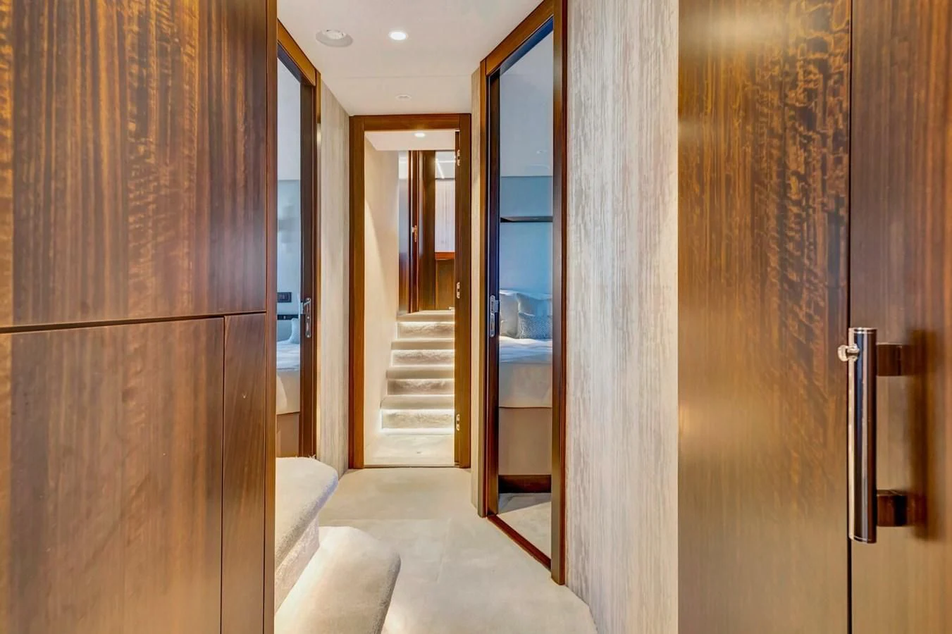 a hallway with wooden doors aboard 76 YACHT Yacht for Sale
