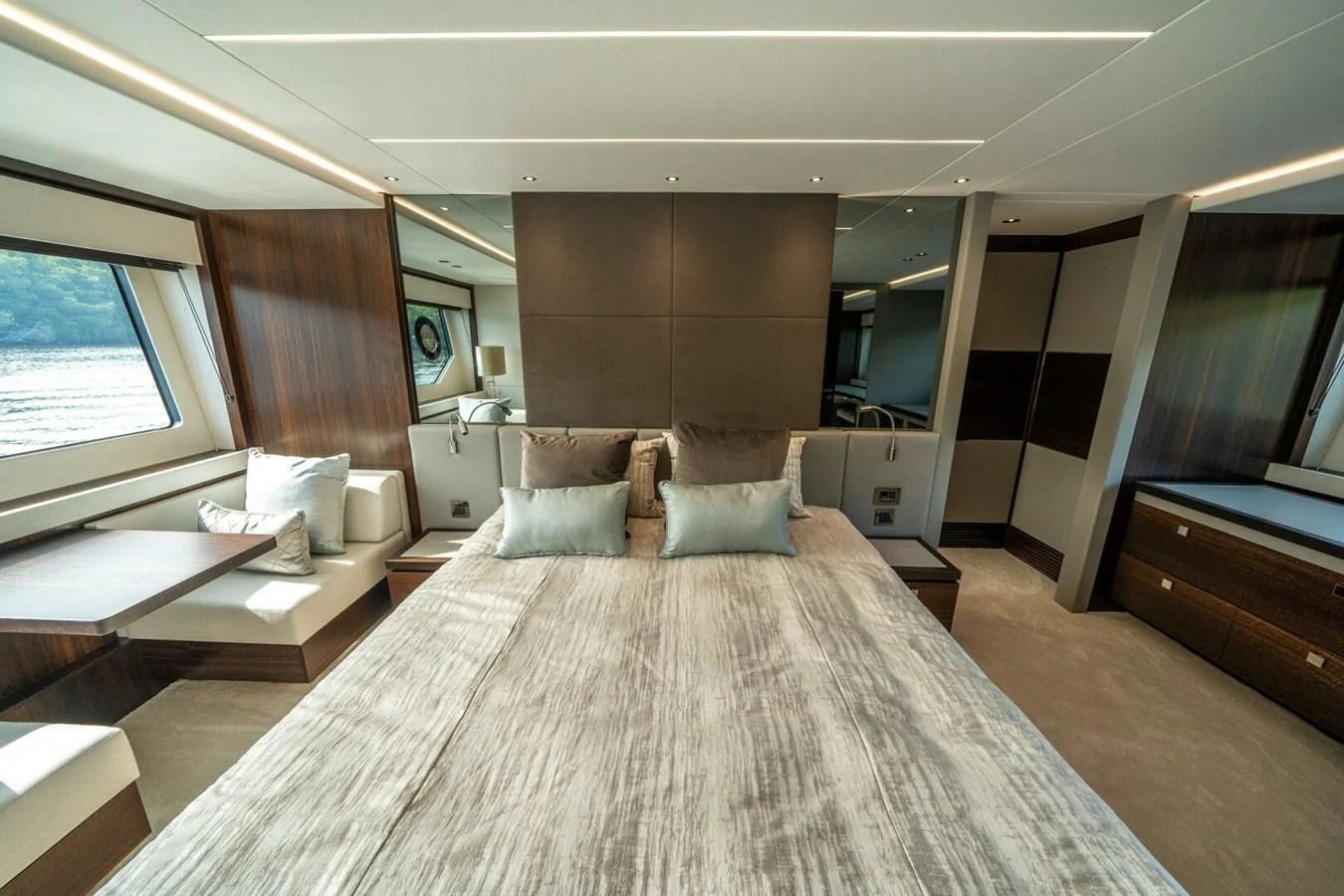 a large bed in a room aboard 76 YACHT Yacht for Sale