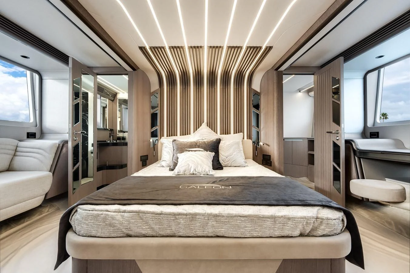 a bed in a room aboard 76 YACHT Yacht for Sale