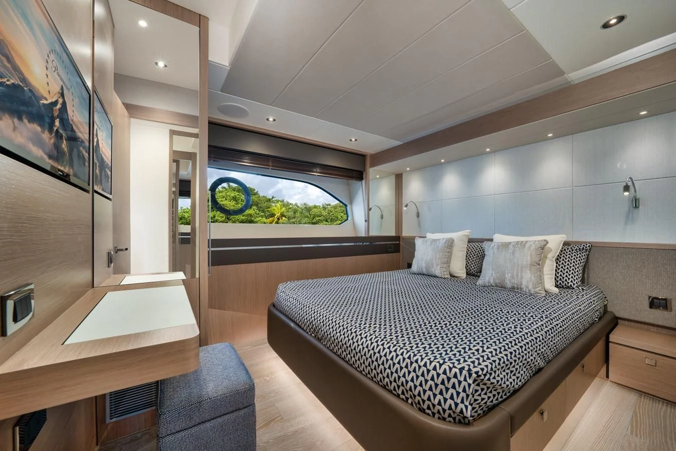a bedroom with a large bed aboard 76 YACHT Yacht for Sale