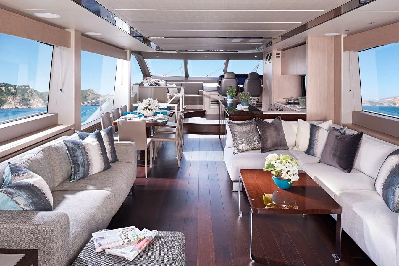 a living room with a couch and a table aboard 76 YACHT Yacht for Sale