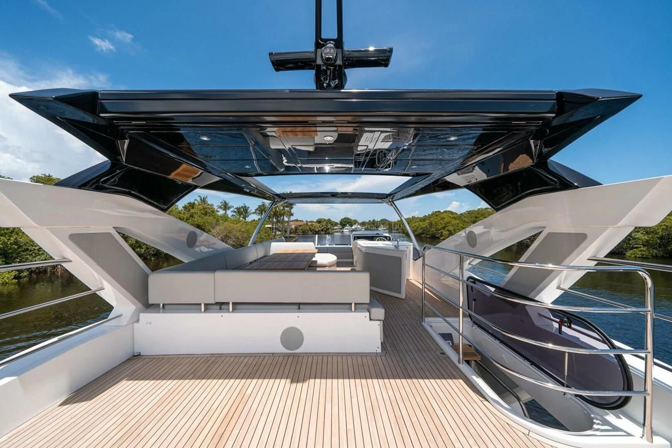 a large white building with a helicopter on top of it aboard 76 YACHT Yacht for Sale