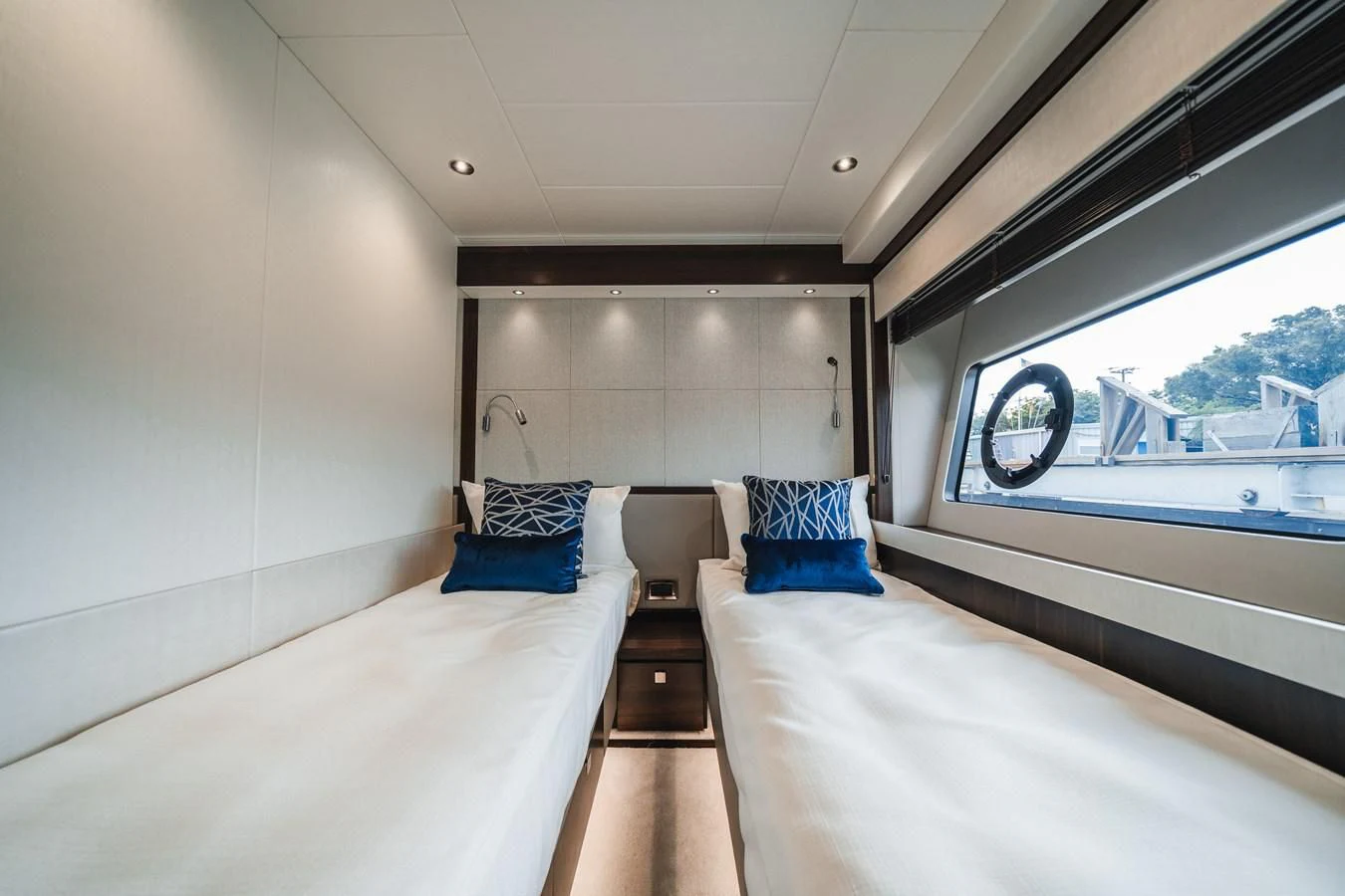 a room with a bed and a window aboard 76 YACHT Yacht for Sale