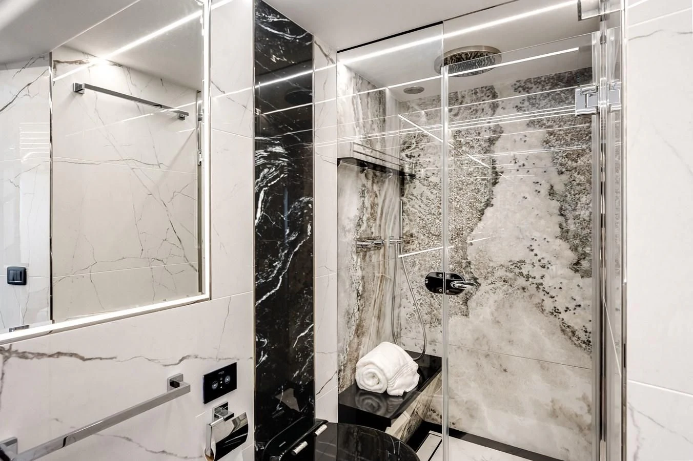 a bathroom with a shower aboard 76 YACHT Yacht for Sale