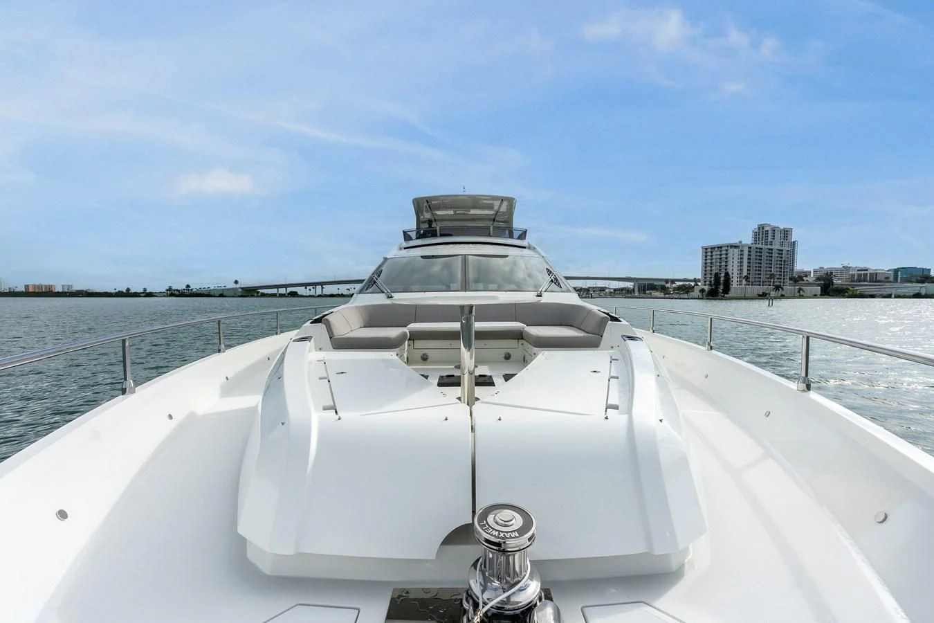 a white car on a bridge aboard 76 YACHT Yacht for Sale