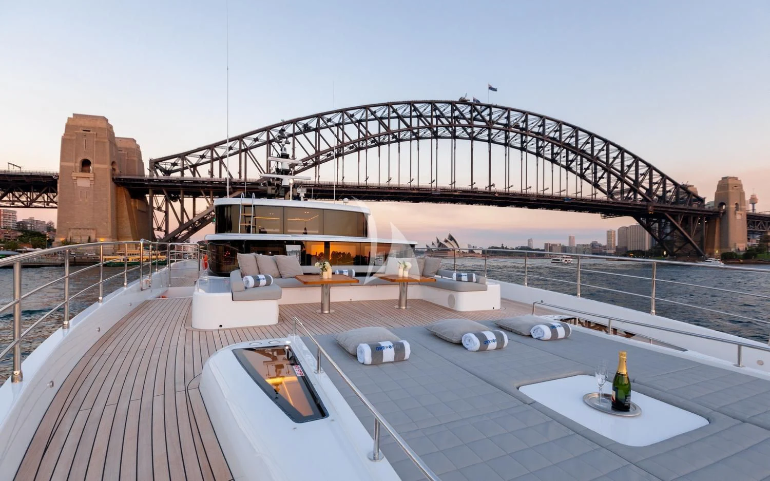 a rooftop with a large metal structure aboard ONEWORLD Yacht for Sale