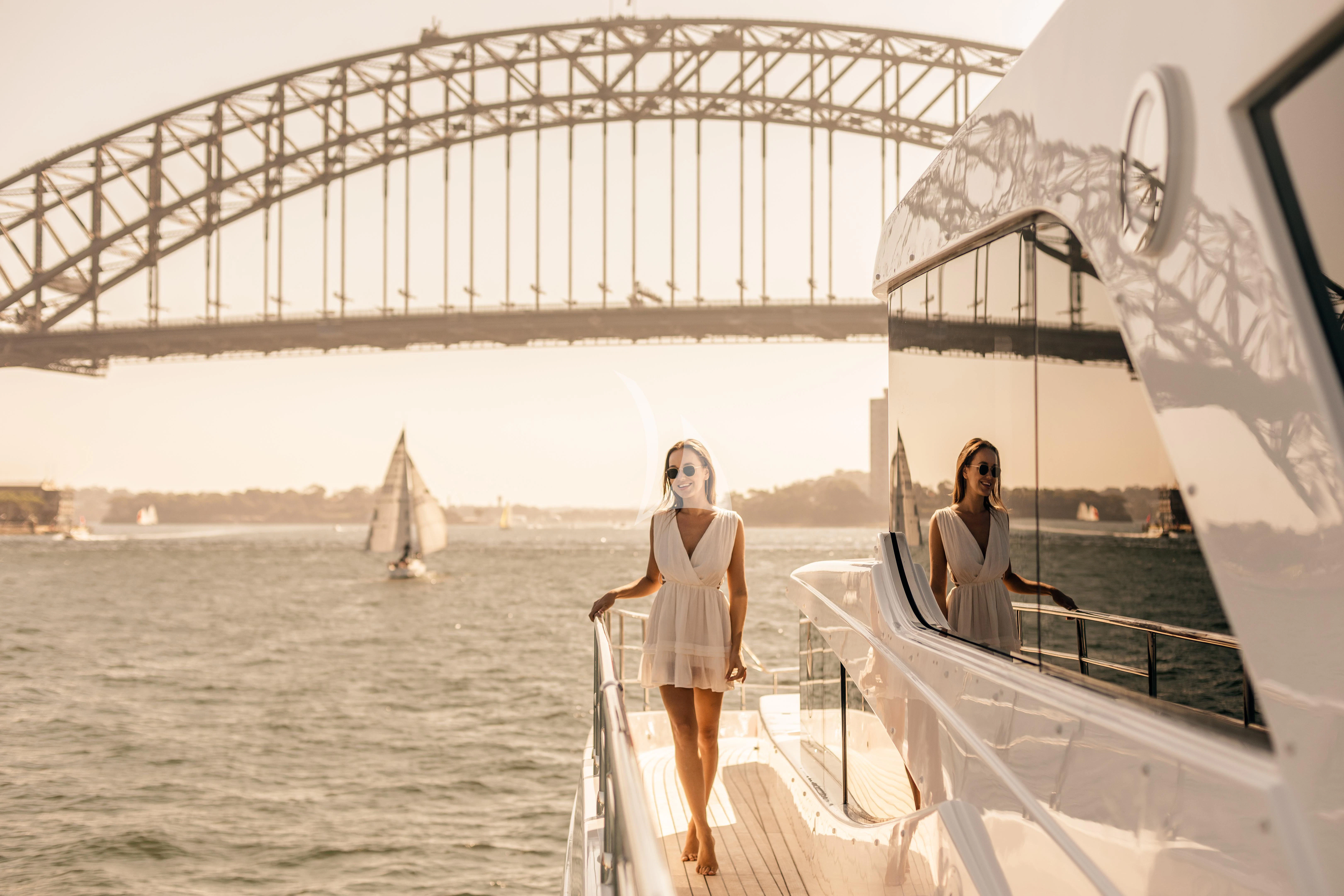 a group of women on a boat aboard ONEWORLD Yacht for Sale