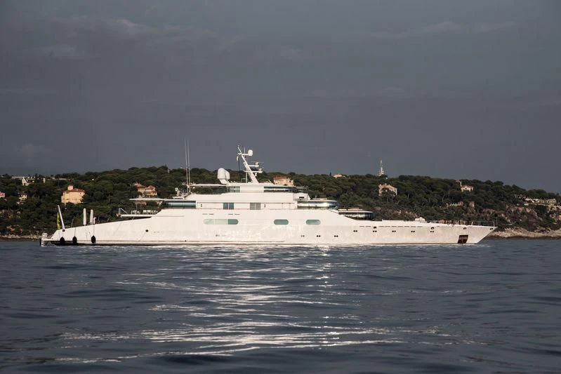 a large ship on the water aboard ZEUS Yacht for Sale