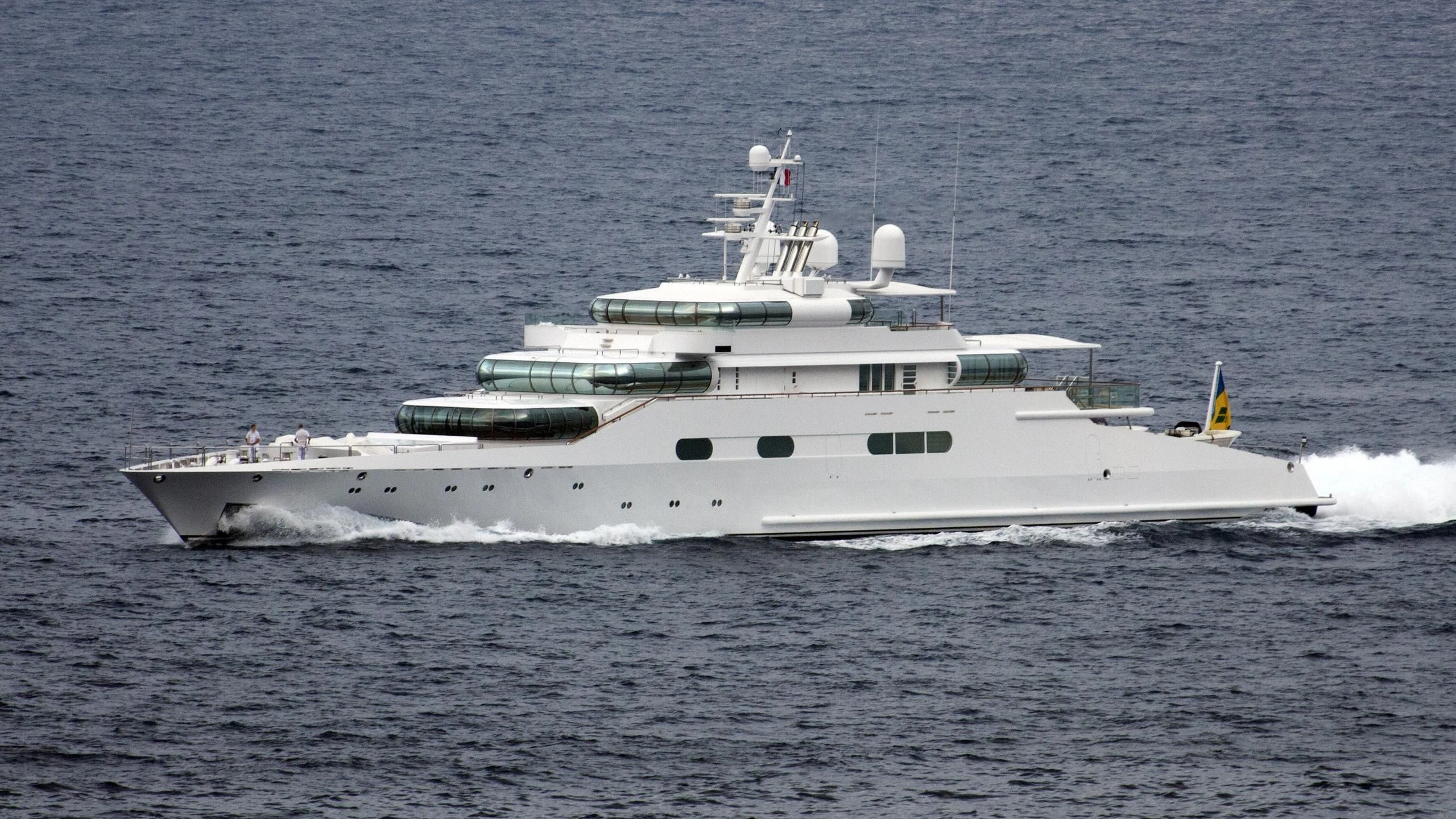 a large white boat aboard ZEUS Yacht for Sale