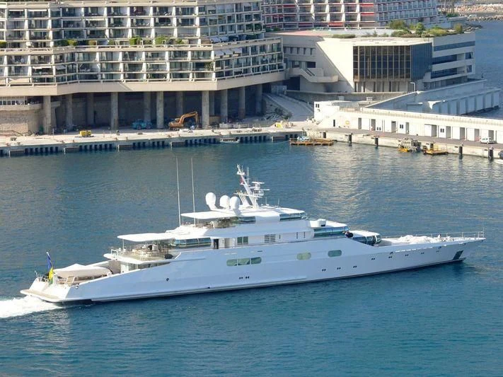 a large white boat in the water aboard ZEUS Yacht for Sale