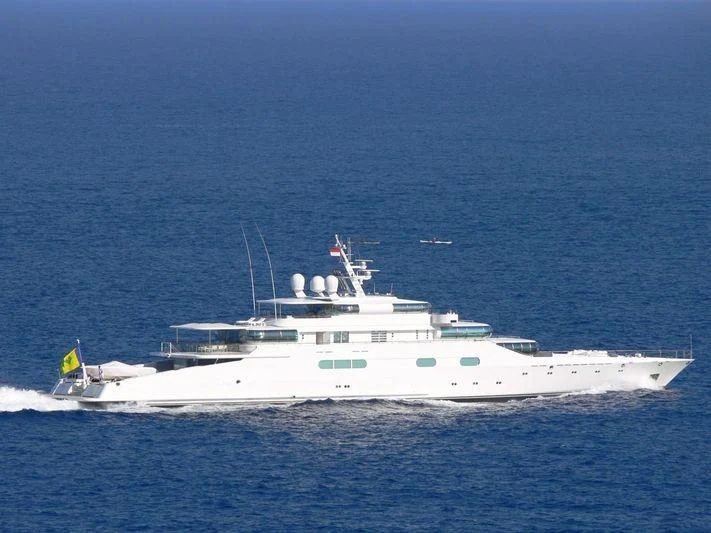 a white yacht in the water aboard ZEUS Yacht for Sale