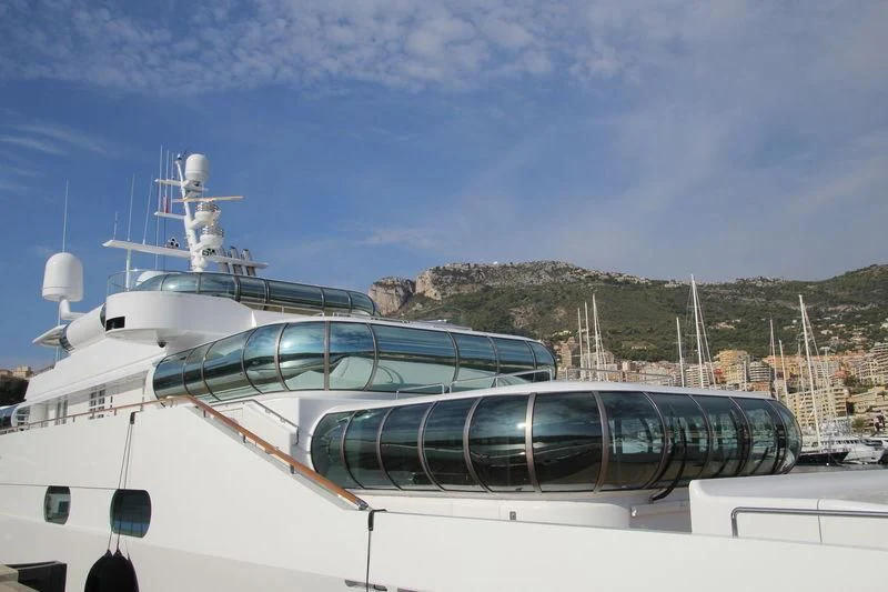 a boat docked at a port aboard ZEUS Yacht for Sale