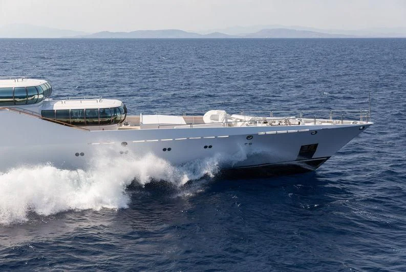 a boat splashing in the water aboard ZEUS Yacht for Sale