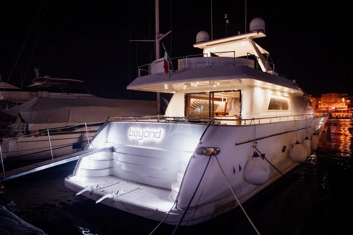 a boat on the water aboard BEYOND Yacht for Charter
