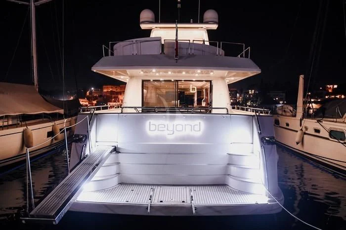 a boat in the water aboard BEYOND Yacht for Charter