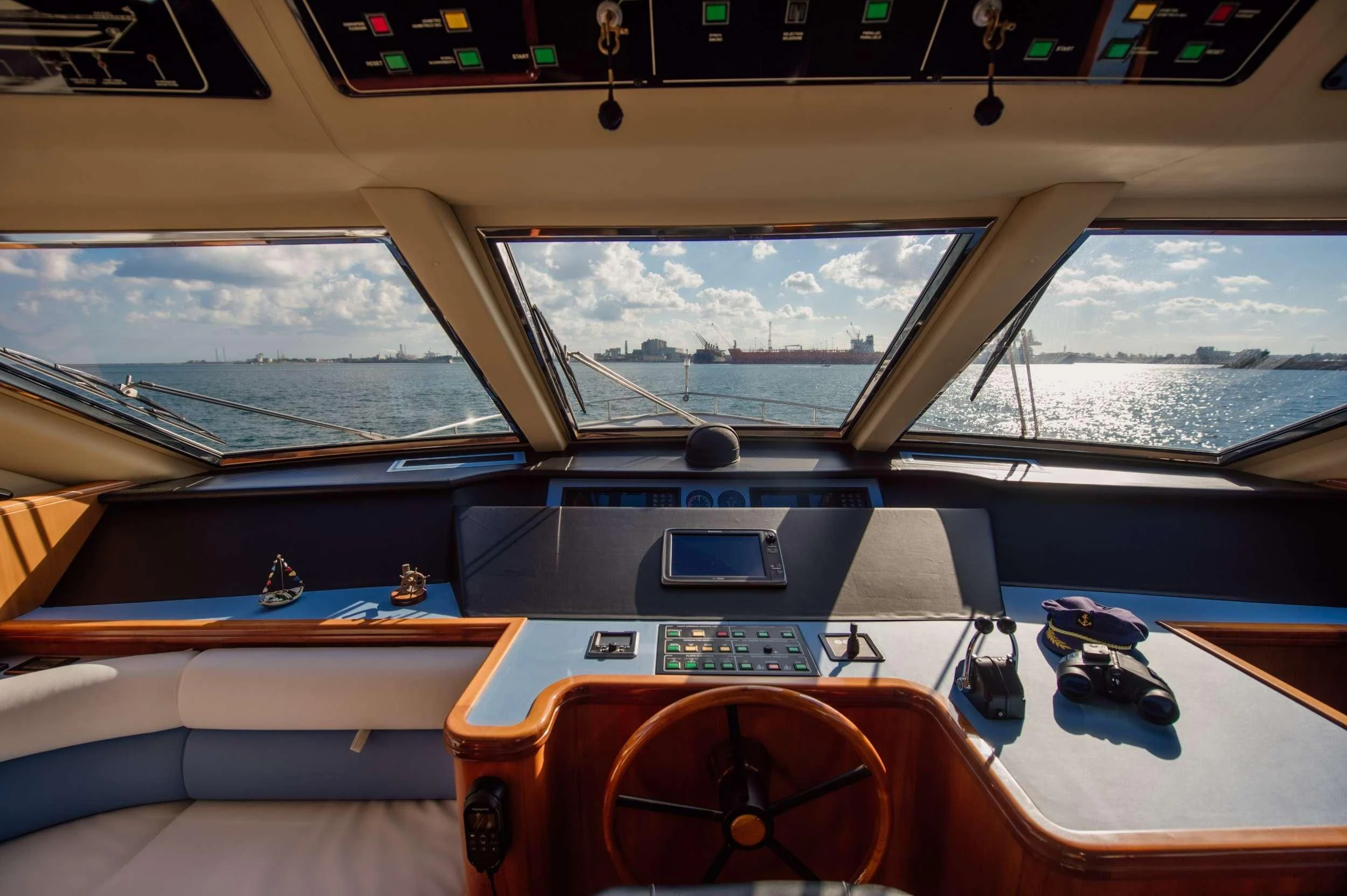 inside of a vehicle aboard BEYOND Yacht for Charter