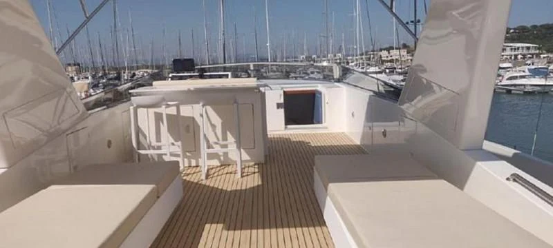 a deck of a boat aboard BEYOND Yacht for Charter