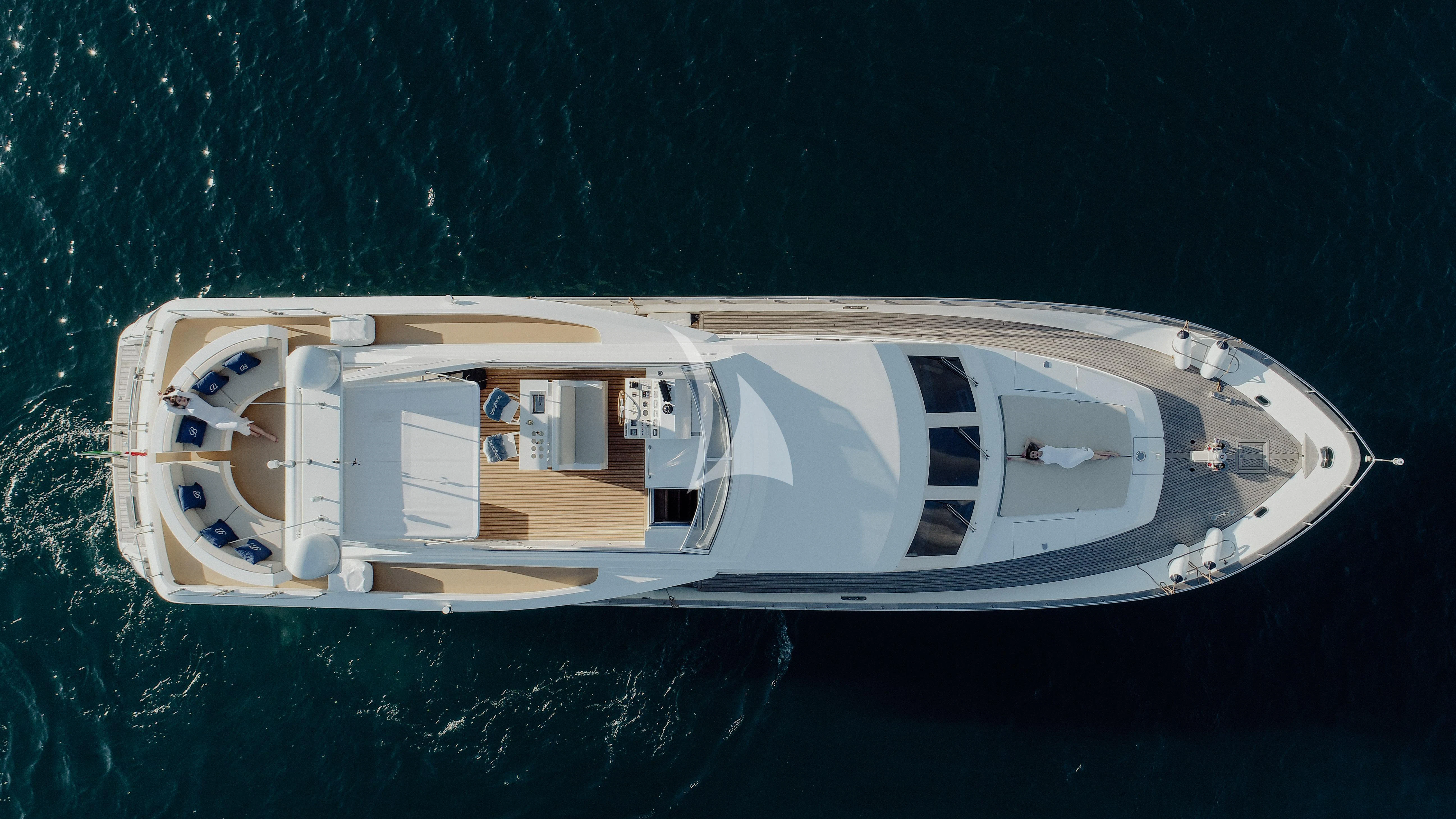 a high angle view of a boat aboard BEYOND Yacht for Charter