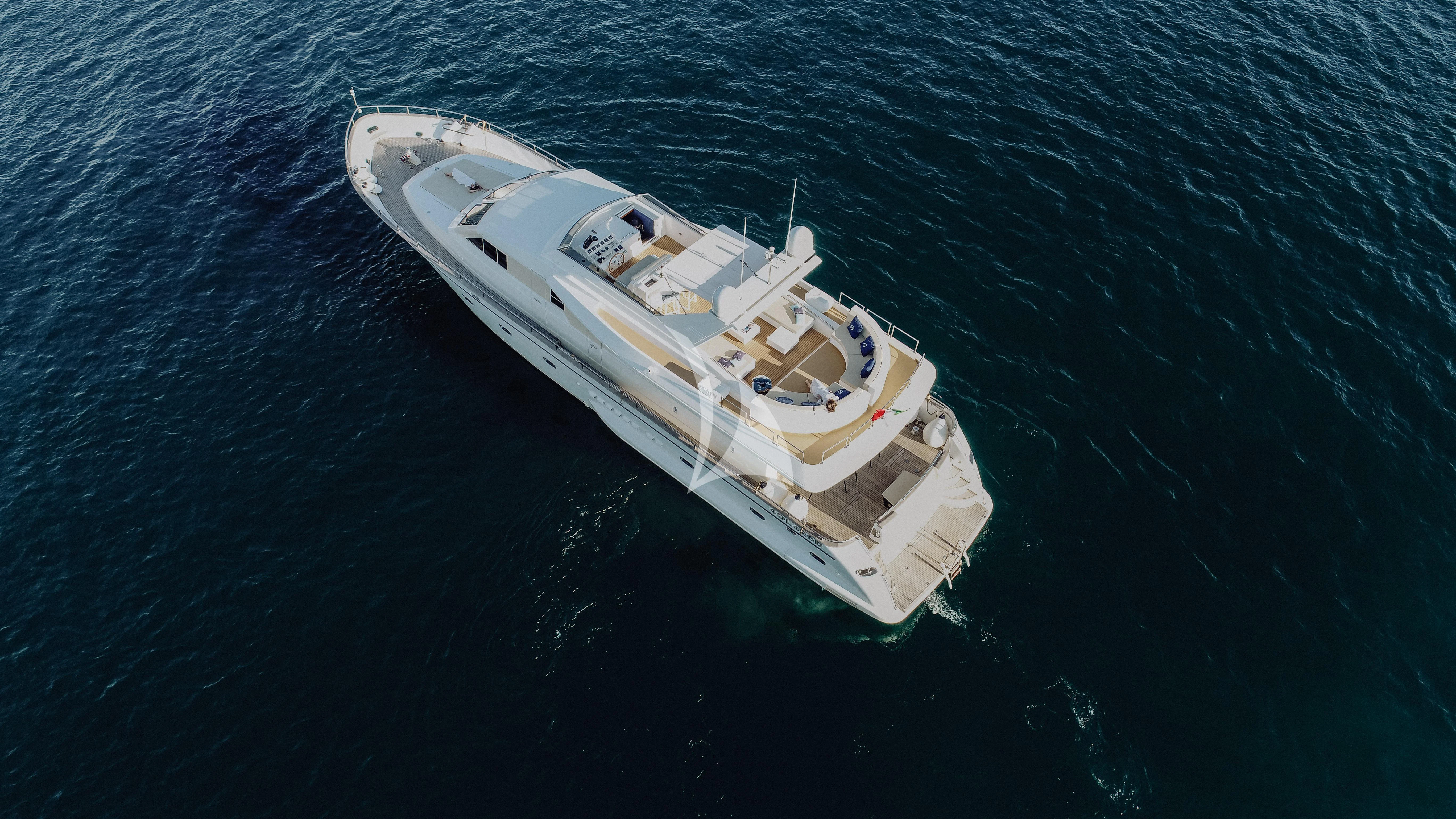 a high angle view of a boat aboard BEYOND Yacht for Charter