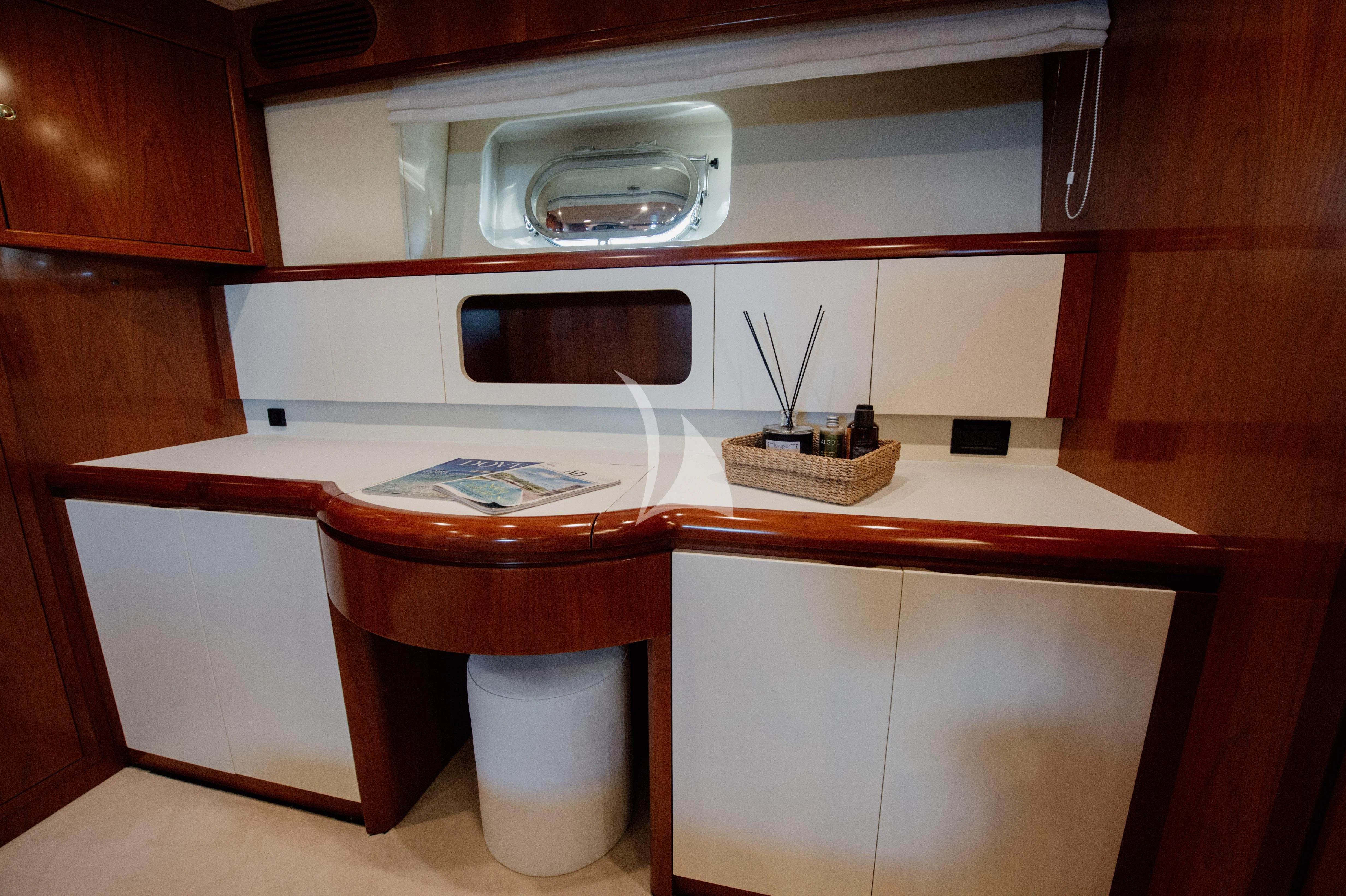 a kitchen with a microwave oven aboard BEYOND Yacht for Charter