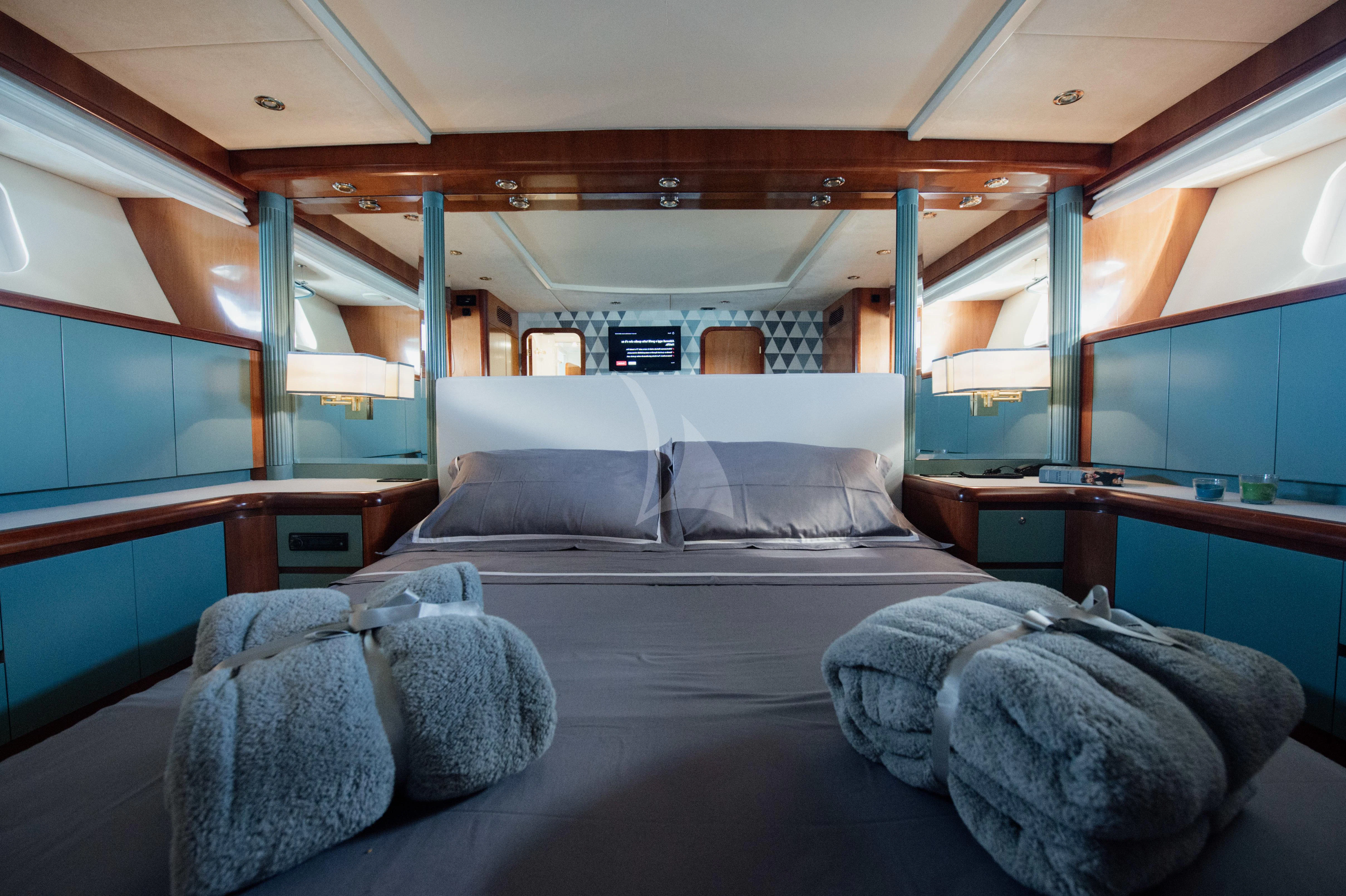 a bed in a train aboard BEYOND Yacht for Charter