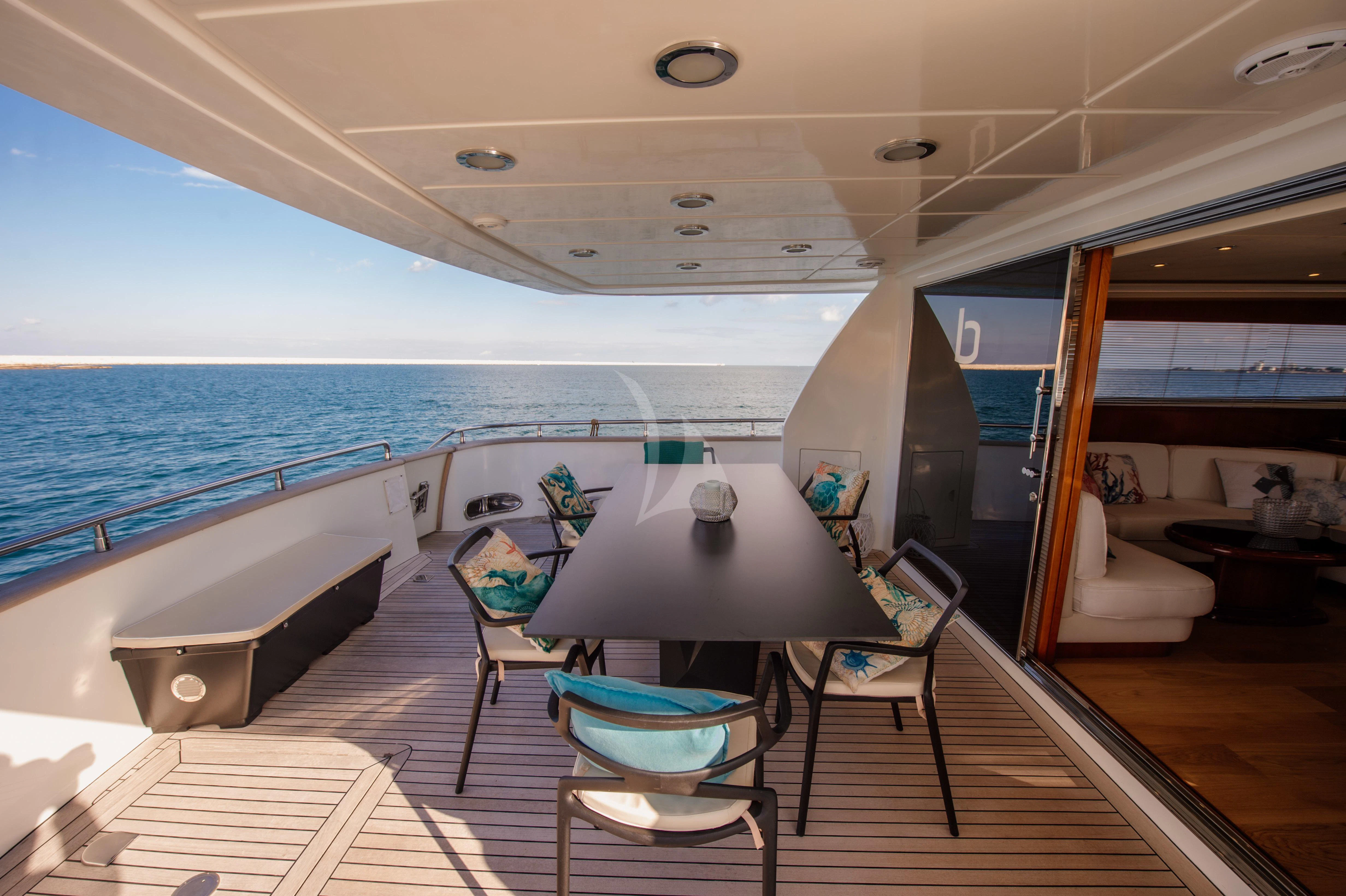 a room with a table and chairs aboard BEYOND Yacht for Charter