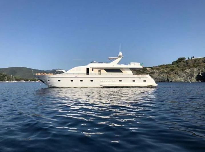 a white boat on water aboard BEYOND Yacht for Charter