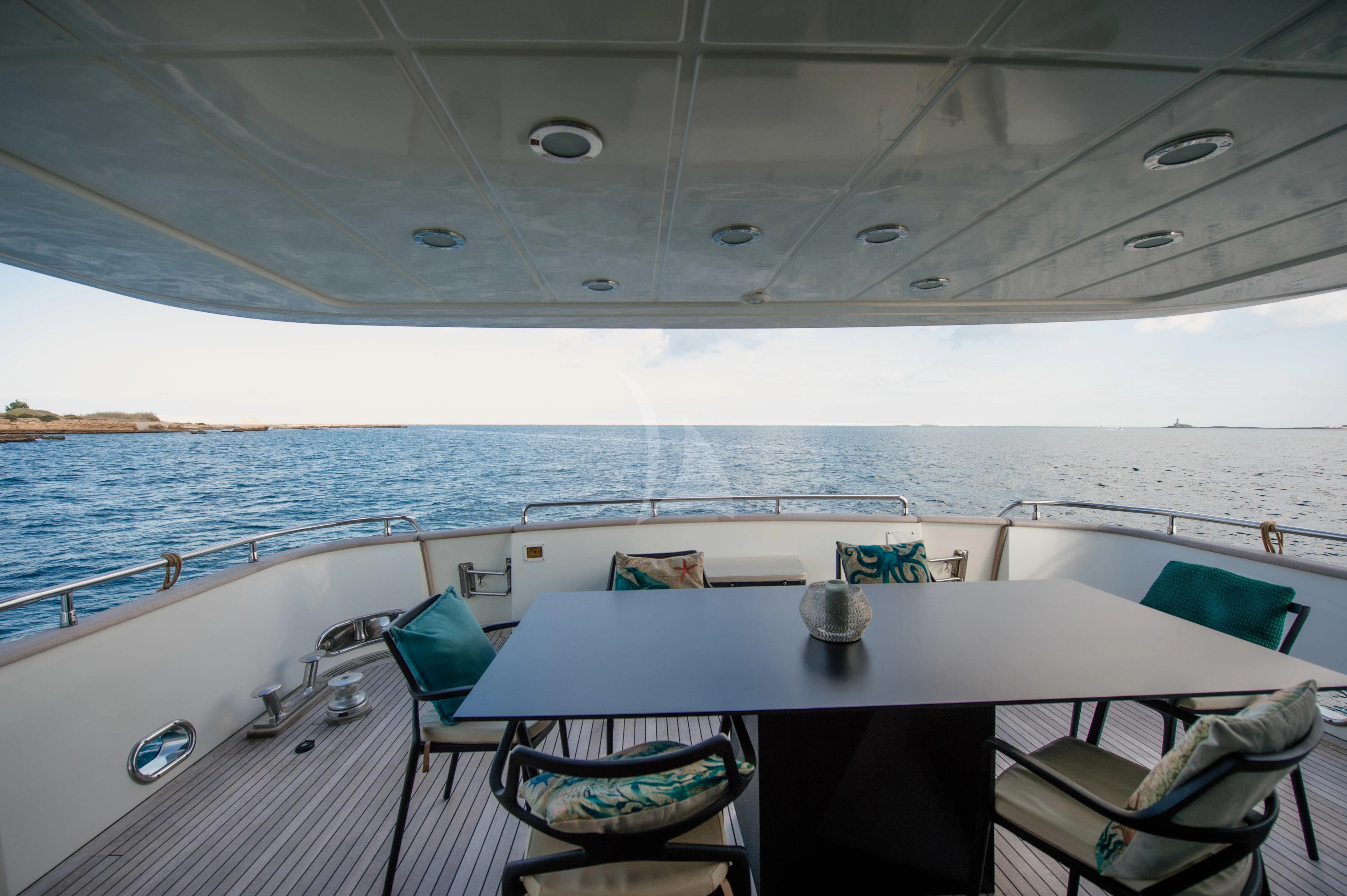 a table on a boat aboard BEYOND Yacht for Charter