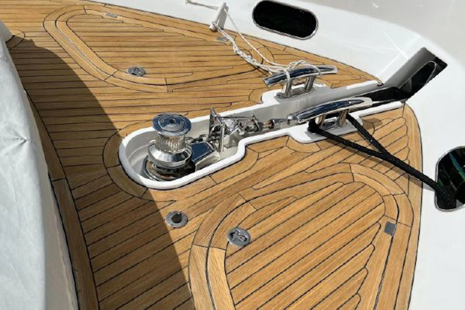 a metal contraption on a wooden surface aboard RAPALLO V Yacht for Sale