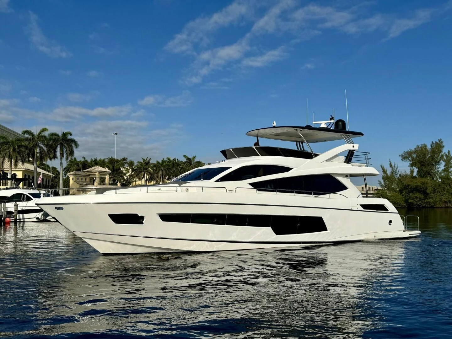 a white yacht on the water aboard RAPALLO V Yacht for Sale
