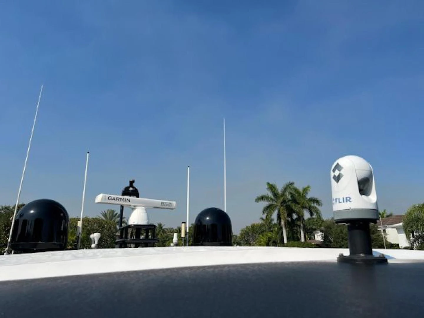 a couple of satellite dishes on the road aboard RAPALLO V Yacht for Sale