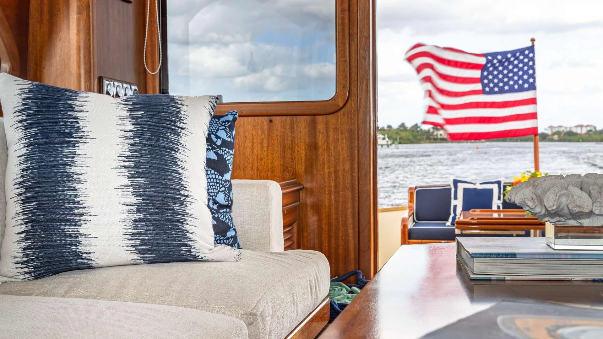 a flag on a boat aboard FALCON Yacht for Sale